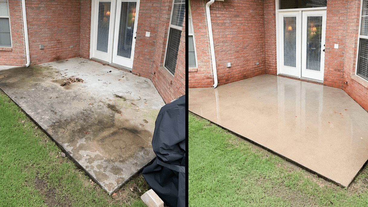 Before and after exterior cleaning — pressure and soft washing